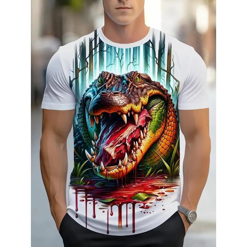 New 3D Printing Snake Graphic T Shirts For Men Summer Short Sleeve Round Neck Casual Tee Tops Mens Hip Hop T-Shirt Streetwear