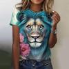 Summer Fashion Women's T-shirt Animal Flower Pattern 3D Print Casual Loose Outdoor Girl Short Sleeve Tees Top Pullover Clothing