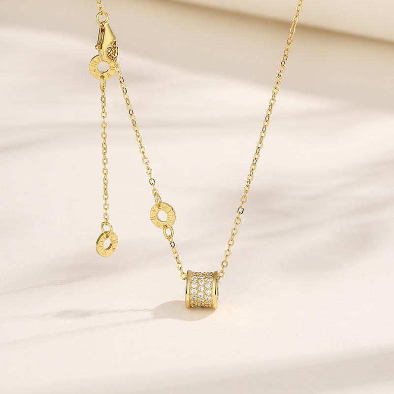 Small Waist Full Diamond Necklace Women's Round Pendant Niche High-end Korean Version Pendant Fashion Jewelry