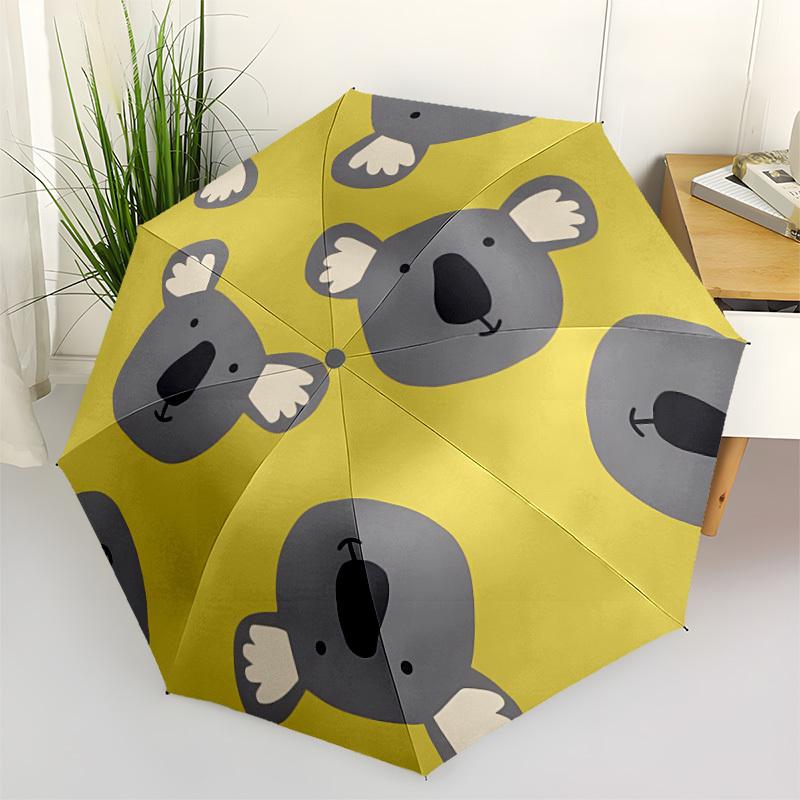 1pc Koala Print Automatic Folding Umbrella, Portable & Foldable Design with 8 Ribs, Casual Outdoor Accessory Halloween and Christmas gifts y