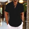 Men's Short Sleeved Stand Up Collar Top Pullover Cardigan