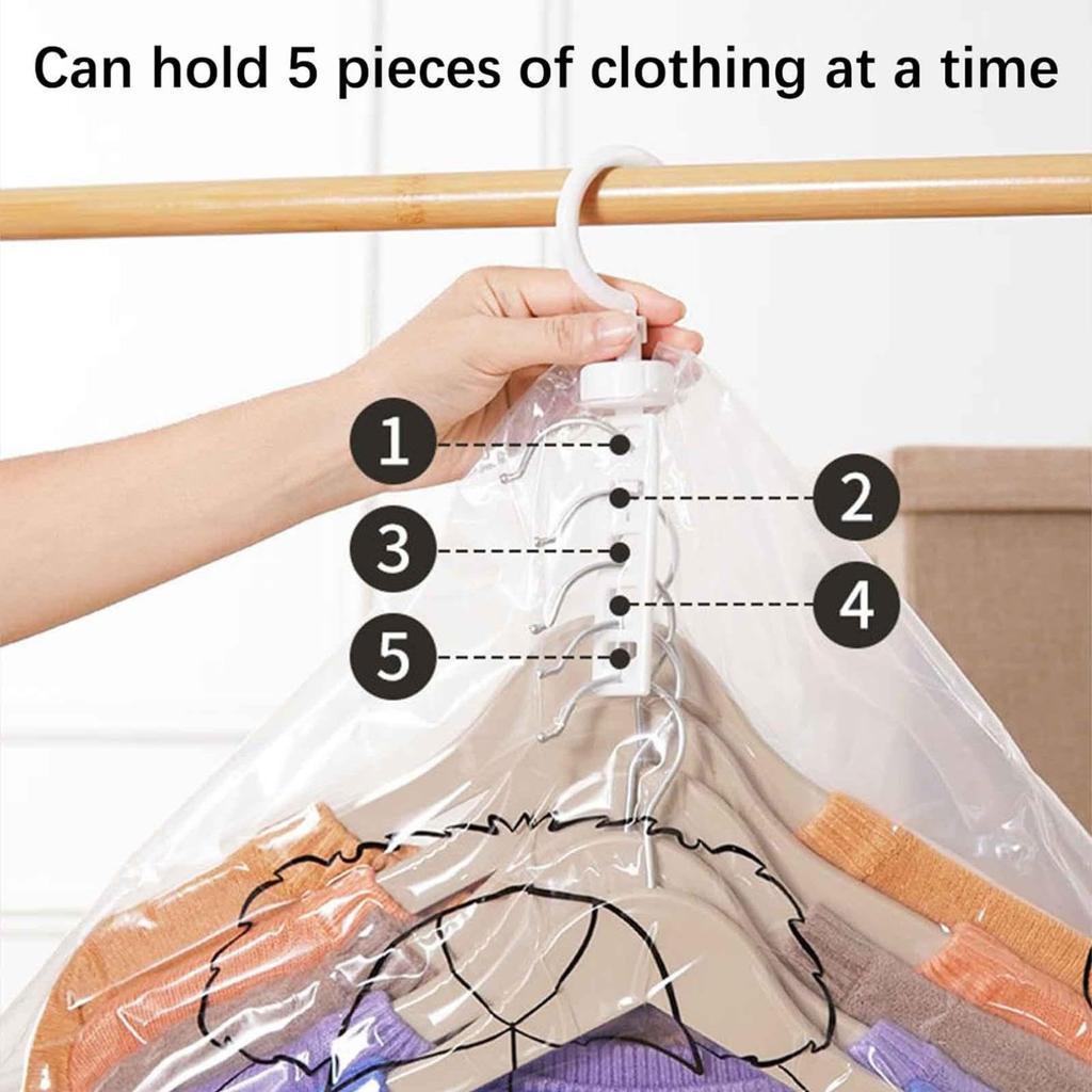 5 Pack Hanging Vacuum Storage Bags Space Saver Bags Hanging Storage Bags for Clothes for Suits Dress Jackets Closet Organizer