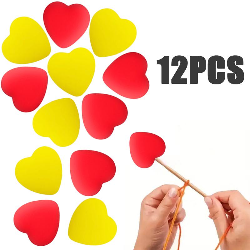8/10/12PCS Multicolor Heart Stitch Needle Tips Stoppers Silicone Knitting Needle End Caps Cute Knitting Needle Point Protectors