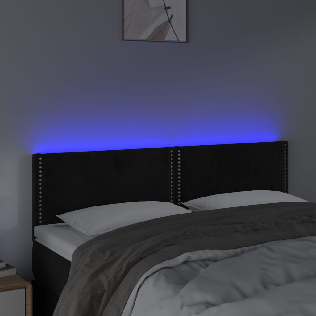 Vidaxl Bed Headboard with LED, Black, 144X5X78/88 Cm, Velvet