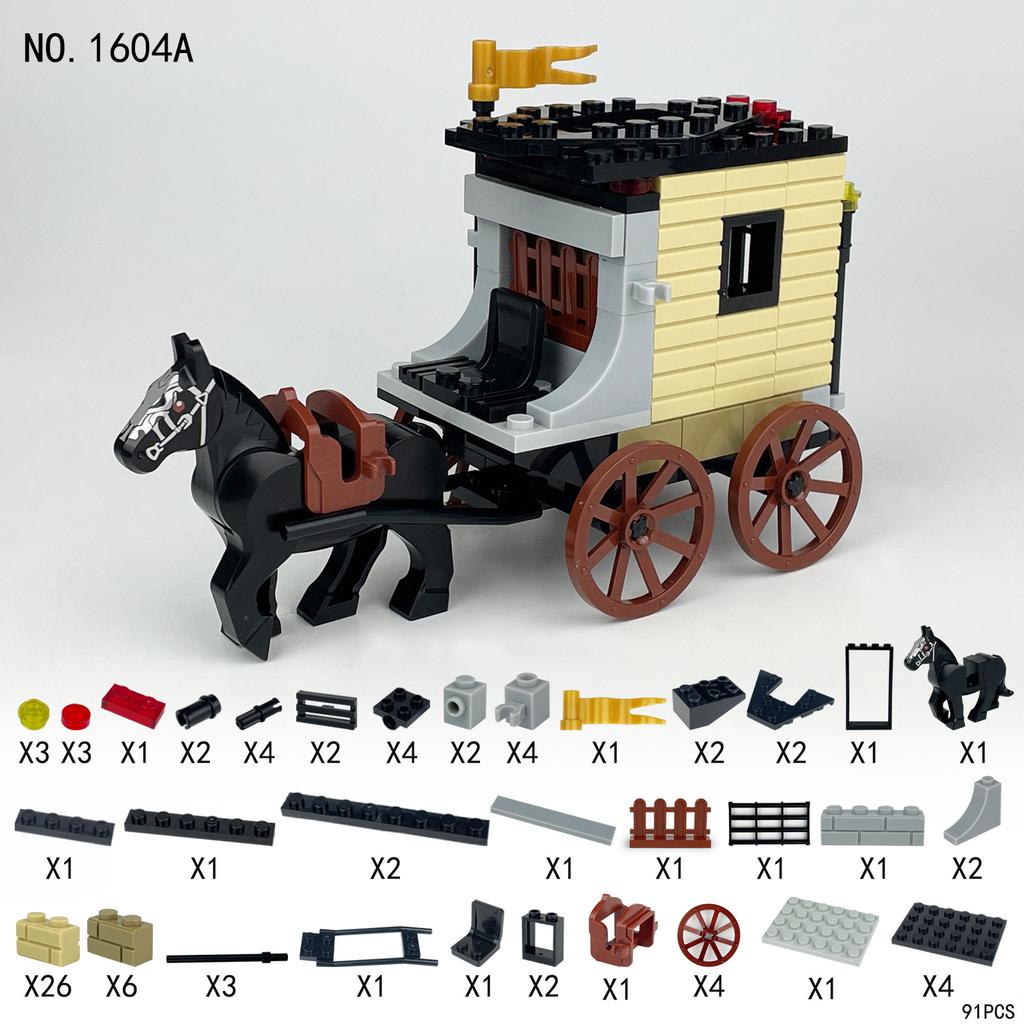 Jinzhi Royal Carriage, Horse Robe, Gun Barrel, Prisoner Cart Series, Small Particle Assembled Model Building Block Toy
