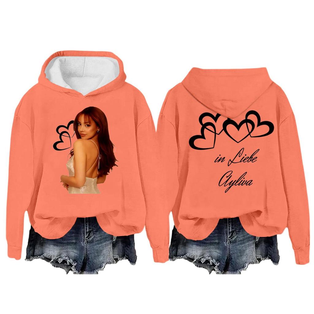 Women's Fashion Casual Long Sleeve Loose Printed Pullover Sports Long Sleeve Hooded Sweatshirt