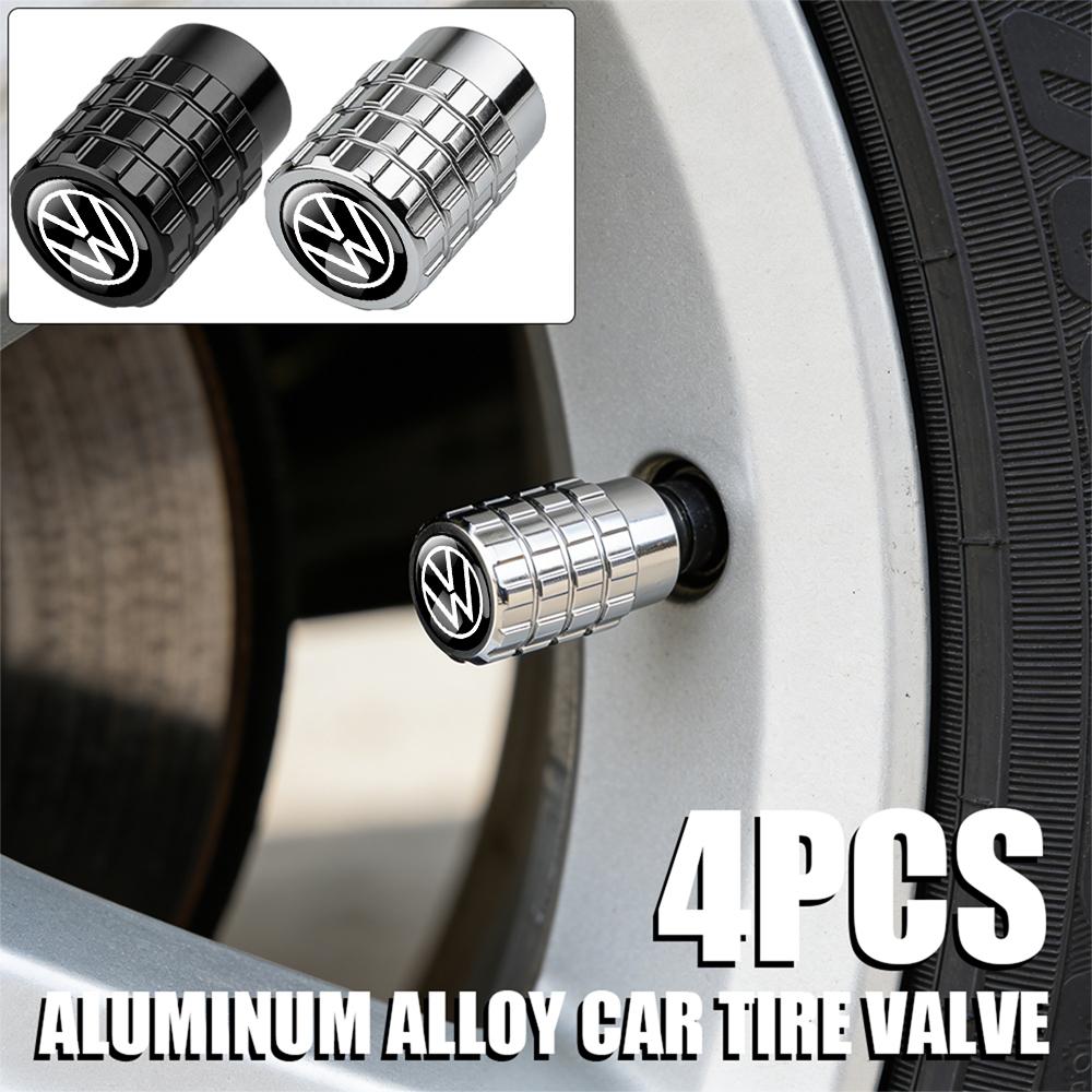 ABCD1 4Pcs Aluminum Alloy Car Wheel Tire Valve Caps Stem Cover For Volkswagen GTI Golf Polo 6 7 Passat VW CC Tiguan T-ROC Jetta Taigo