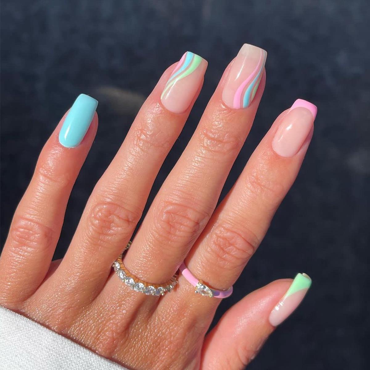 

Color Stripe Sweet Series Removable Nail Art Stickers - Wearable Nail Tips
