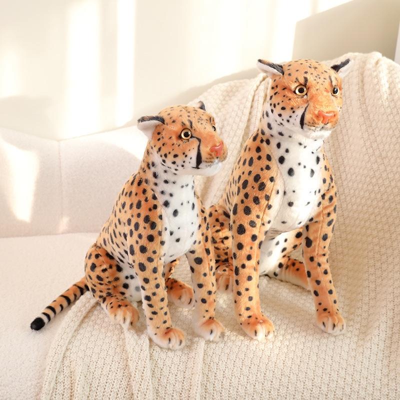 Realistic Leopard Plush Toy Soft Stuffed Cheetah Doll For Kids And Collectors