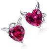 Silver Earrings ANGEL AND DEVIL Crystal Heart Studs 925 Silver