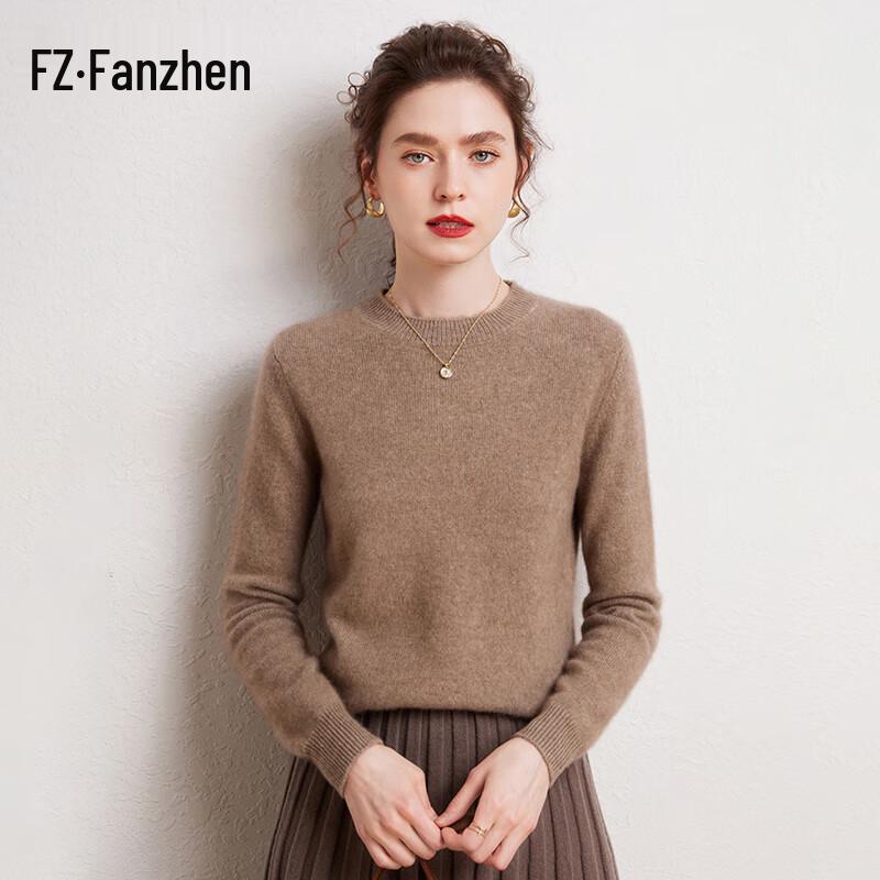 Fanzhen Women's 100% Cashmere Round Neck Sweater