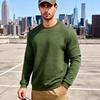 Men's Waffle‑Grid Textured cPullover Sweatshirt Soft Long‑Sleeve, Relaxed‑Fit Casual Daily & Layering Top for All Seasons