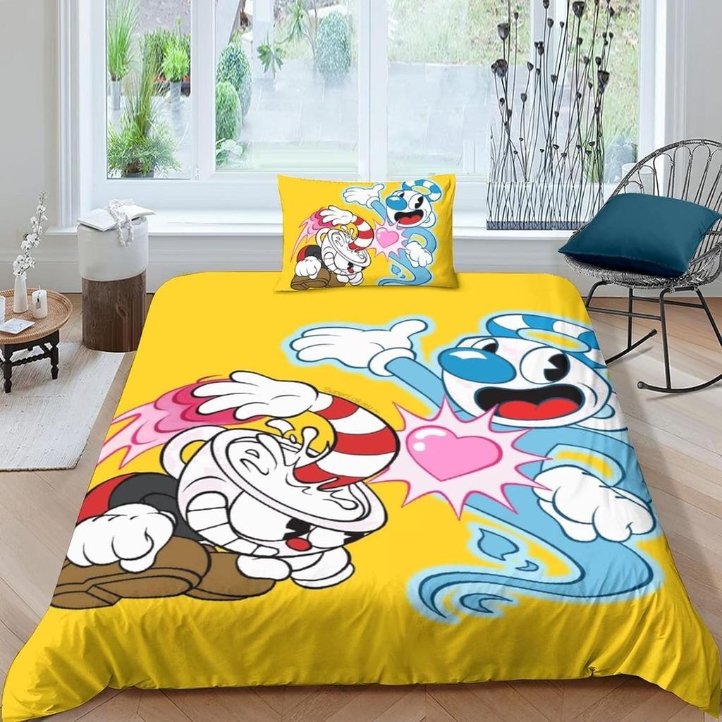 The Cuphead Show Cartoon Bedding Sets Exquisite Bed Supplies Set Duvet Cover Bed Comforter Set Bedding Set Birthday Gift
