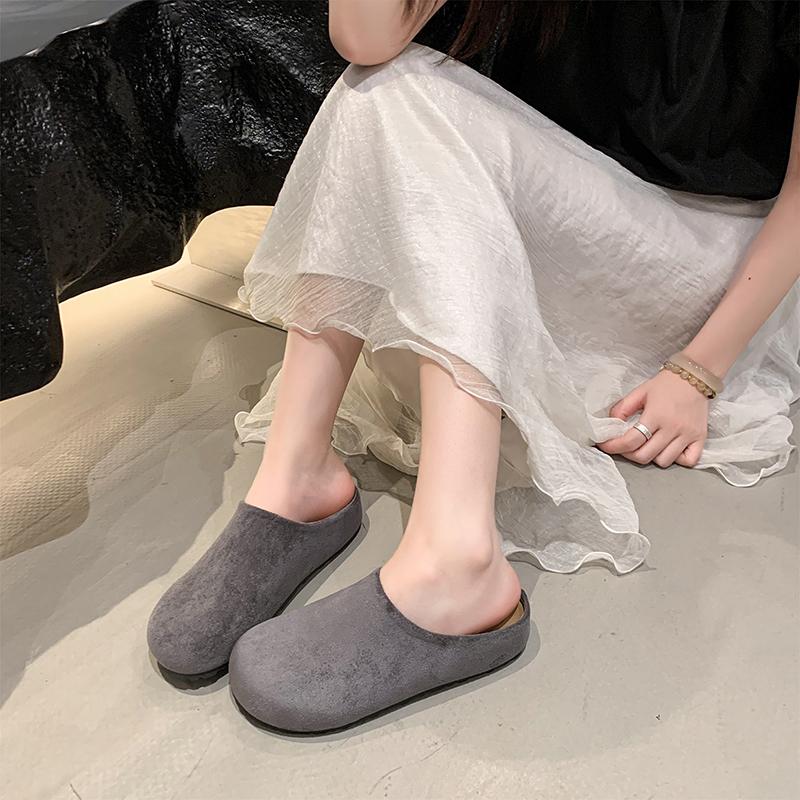 Fashion Aphixta Candy Color Round Toe Outside Women Slippers Women Shoes Round Toe Low Heel Slip On Half Slide Spring Summer Woman Shoes