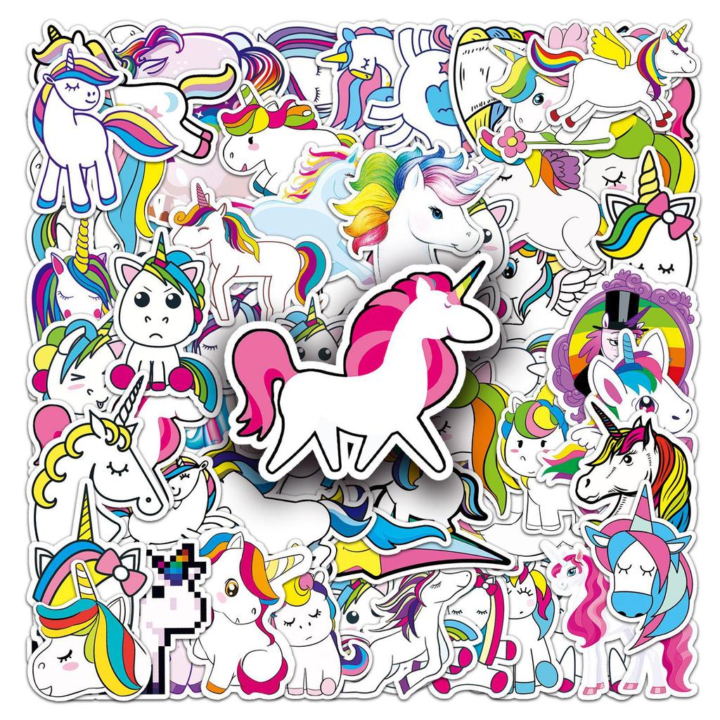 51 Cute Cartoon Unicorn Rainbow Stickers: Waterproof Decor for Laptops, Suitcases, and Cars