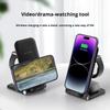 Vertical Folding 3-in-1 Type-C Wireless Charger for 17 Mobile Phone Headphones Watch Charging Stand 15W Fast Charging ABS