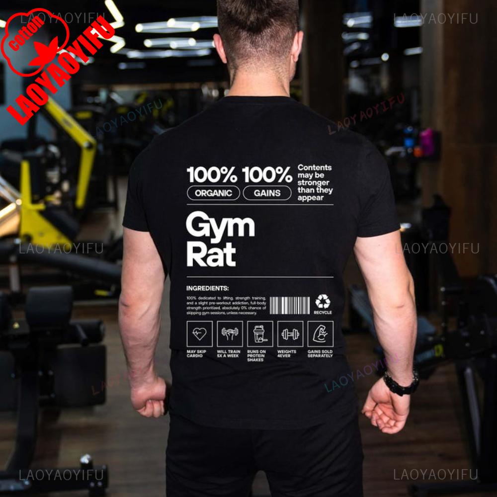 Графические футболки  Gym Rat  Женская Мужская Летняя Тренажерный зал 2025 Футболка Мем Тренажерный зал Гантель Крутые Результаты Тренировка Хлопковая Футболка Высокого Качества S