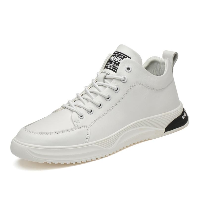 Genuine Leather Men Skataboard Shoes Elevator 6/8CM Height Increase Sports Hollow Breathable Sneakers Heightening Shoes