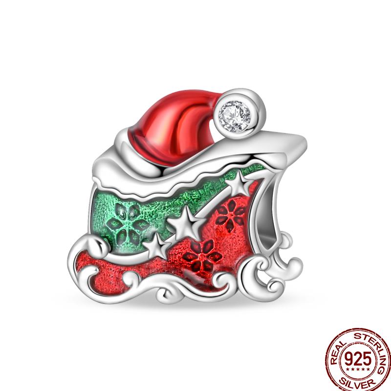 Copper Copper Snowman Gingerbread Santa Claus Ornaments Beads Suitable For 3Mm Original Bracelet Diy Jewelry