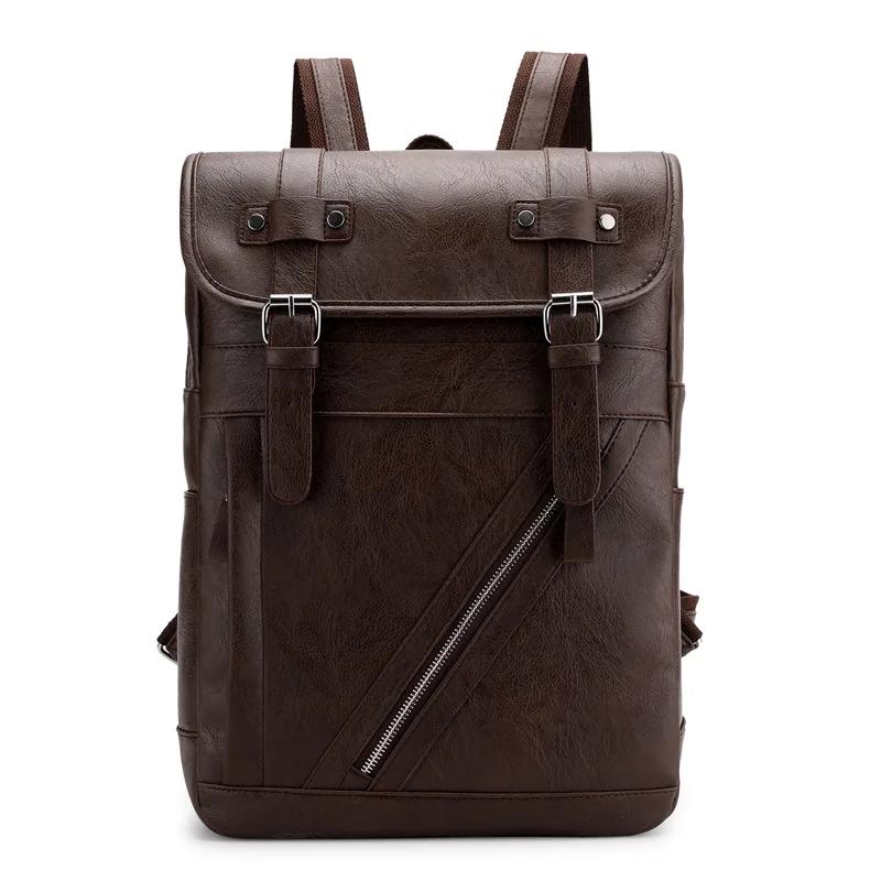 Vintage backpack leather bag man shoulder