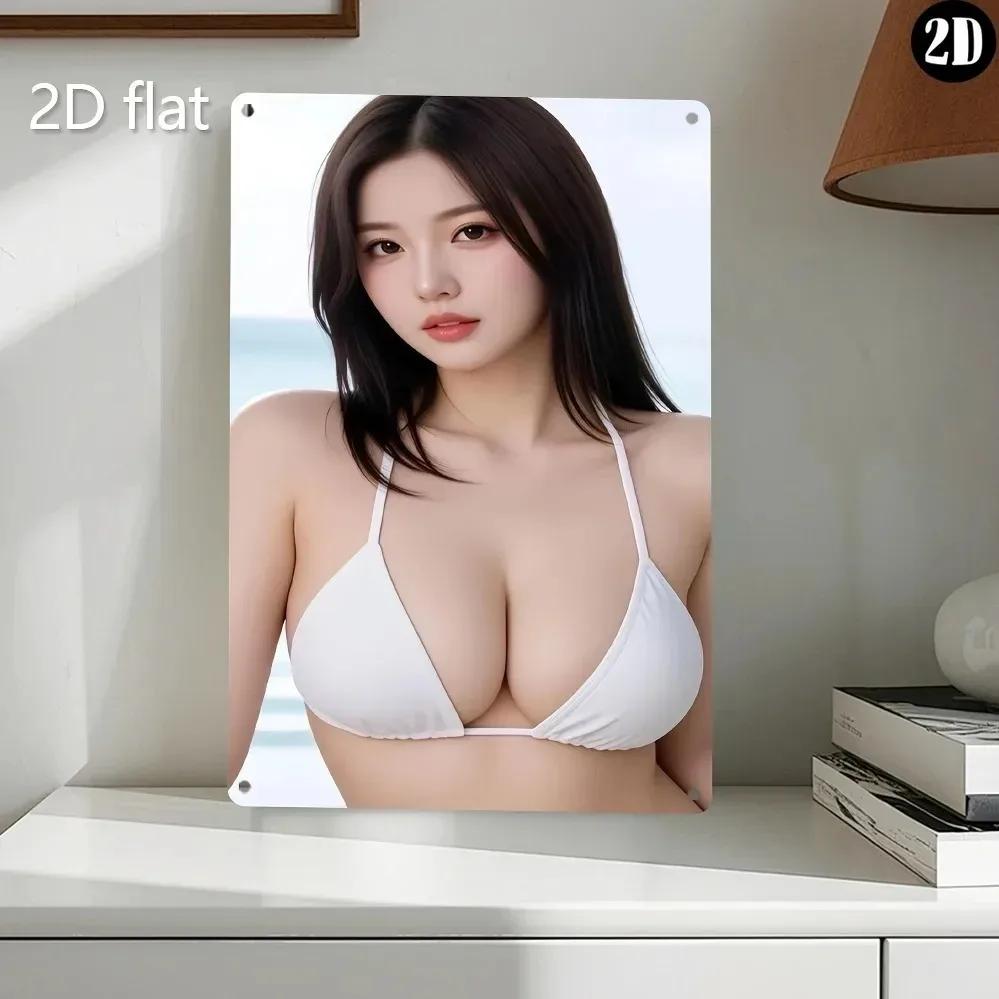 

Металлическое Настенное Искусство Вывеска Бикини Бассейн Для Улицы Сада Влагостойкая Железная Табличка 2D 20x30 белый