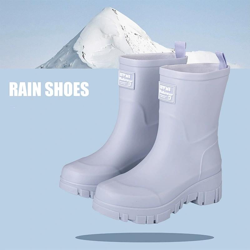 Women's Thick-Soled Waterproof Mid-High Rain Boots - Non-Slip Wear-Resistant Korean Style for Camping & Car Wash Outdoor Rain Boots