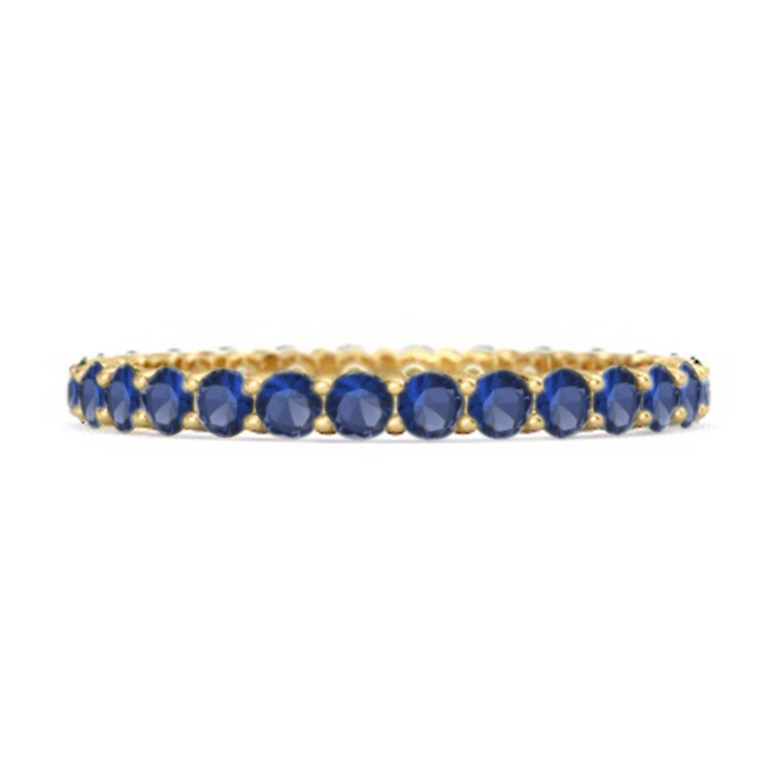 

Blue Sapphire Eternity Band Ring - 925 Sterling Silver Gold Vermeil 8.5 жовтий
