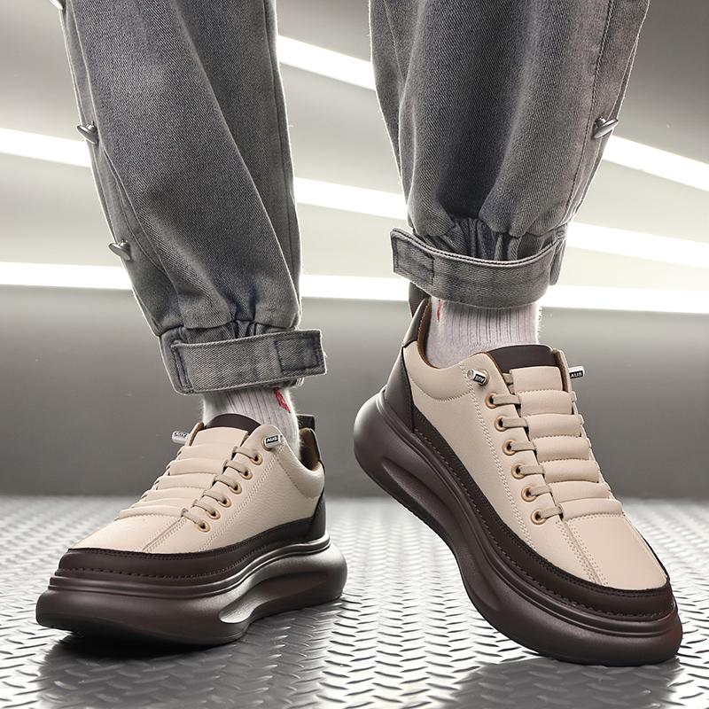 Fashion New Lace-Up Men's Shoes Men Leather Fashion Outdoor Shoes Thick Bottom Men Casual Shoes Luxury Brand Mens Comfortable Sneakers