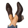 Schwarze Stiefeletten, schwarze Plateau-Spitzenschuhe, kleine Lederschuhe im britischen Stil, dicker Absatz.