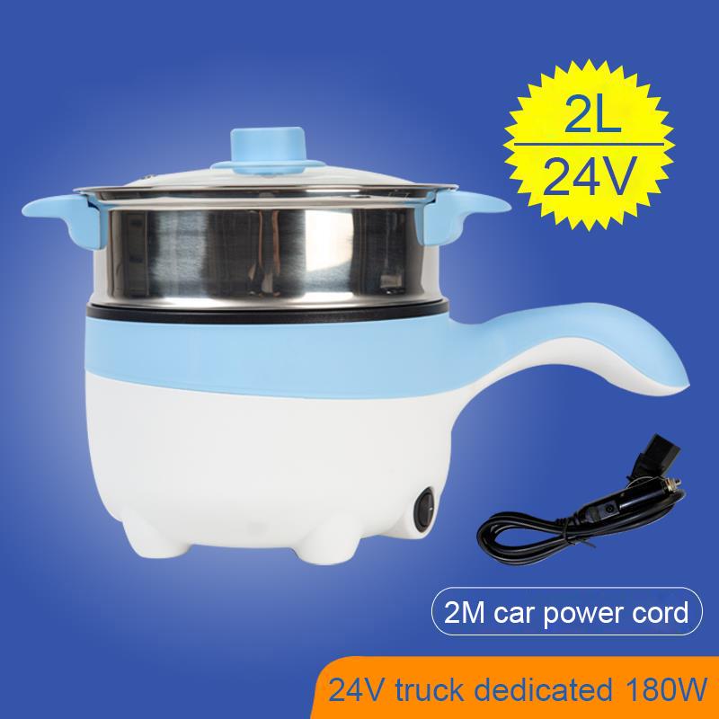 

2L подорожі 12V 24V автомобіль вантажівка багатофункціональна електрична сковорода для приготування їжі двошаровий гарячий горщик суп нагрівач рисоварка їжа пароварка каструля