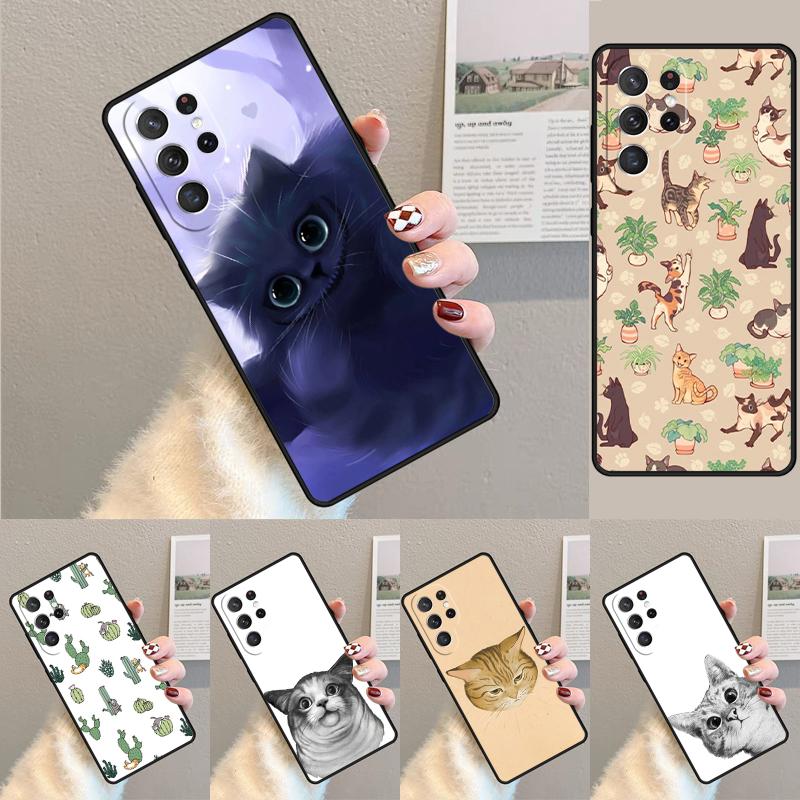 Cute Animals Cats Pattern Phone Case for Samsung Galaxy note 10 pro S26 Ultra S23 S24 FE S25 S21 S22 PLUS shockproof Cove
