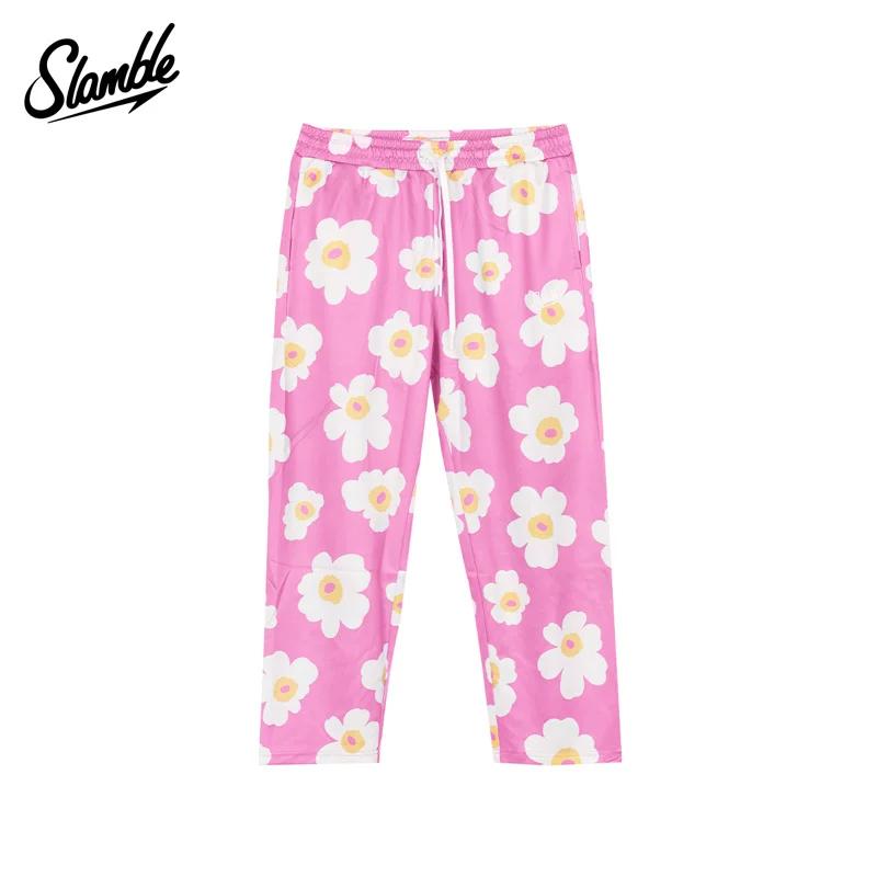 Pantalons de Pyjama Slamble Imprimé Entièrement Coupe Ample Personnalité Basket-ball