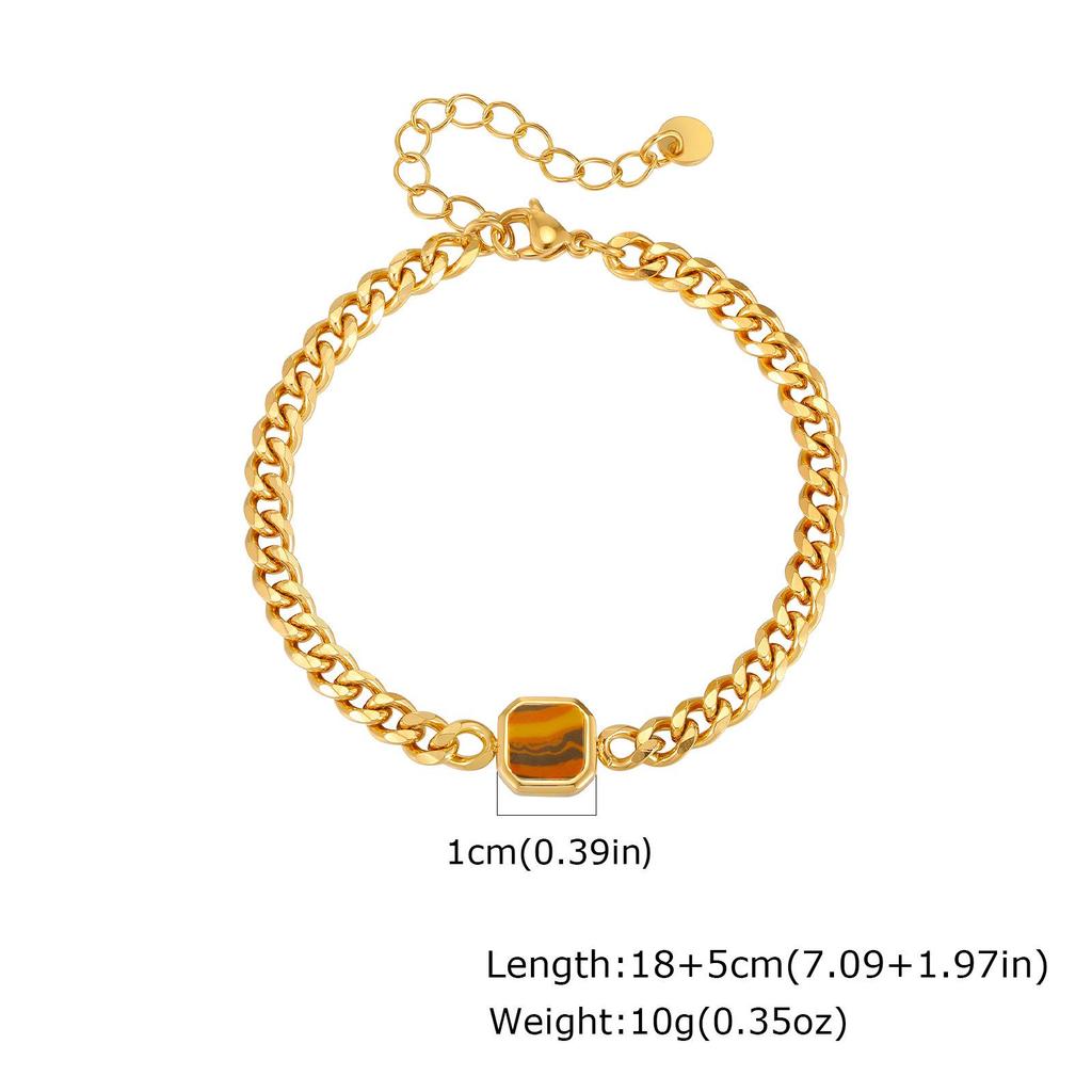Men's Trendy Hip Hop Six-Sided Grind Gold Steel Chain Bracelet