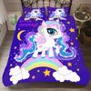 Microfiber Fabric Bedclothes Kids Beds Cartoon Rainbow Unicorn Bedding Set Home Bed Set Cute Unicorn Duvet Cover With Pillowcase