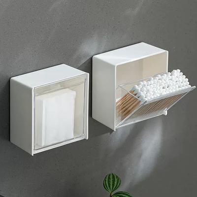 Wall Mounted Cotton Pad Storage Boxes Dustproof Waterproof Bathroom Organizer For Cotton Swabs Makeup Cosmetics Jewelry Holder