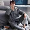Pyjama Herren Frühling und Herbst Verdickt Reine Baumwolle Langärmelig Loungewear Herbst und Winter Dünn Gepolstert Air Baumwolle Baumwolle Baumwolle