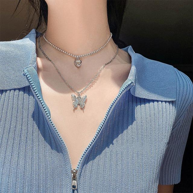 Multi Layer Lover Lock Pendant Choker Necklaces Steampunk Padlock The Chain Necklaces Collier Best Couple Jewelry Present GiftFashion Pendant
