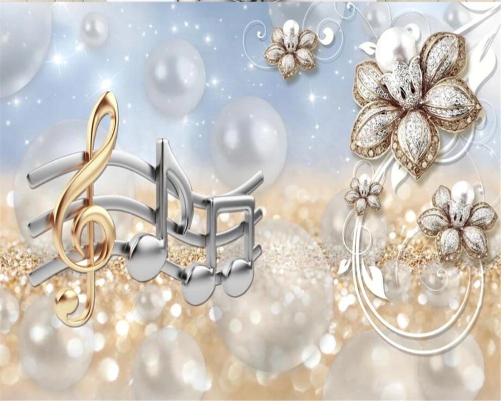 Photo 3d Wall Mural Fashion Modern Simple Flowers Wall Mural Diamond Jewelry Backdrop 3d Wallpaper