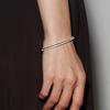 925 Silver Luxury Zirconia Round Bangles For Women Girl Silver Color Metal Crystal Wristlet Jewelry Wedding Festival Trendy Gift