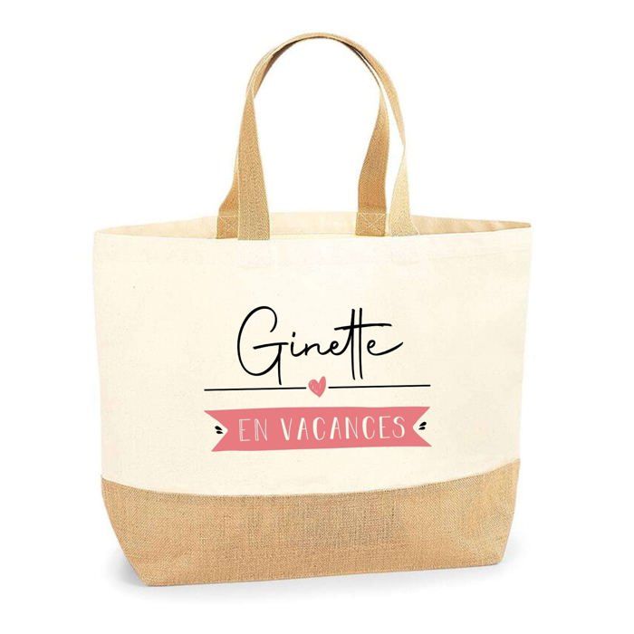 Cabas de Plage - PLANETEE - Ginette en Vacances - Jute naturel - Multicolore - Fabriqué en France