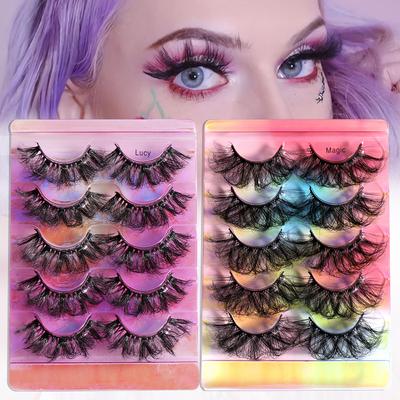 5 Pairs Of Phantom Mink Eyelashes Deep -Fried Multi -Layer Dense Three -Dimensional Messy Eyelashes