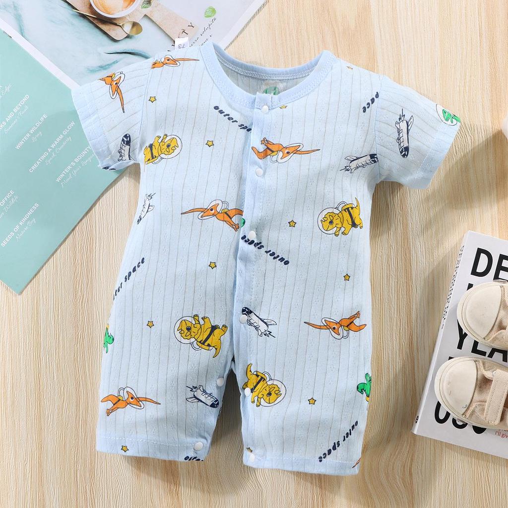 Newborn Cotton Short Sleeve Summer Romper: Open-Front Bodysuit for Boys & Girls