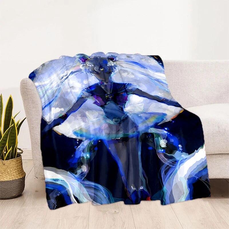 Deka s potiskem Sailor Moon Pretty Soldier Ultra lehká měkká plyšová deka z flanelu na rozkládací pohovku Pohovka Kancelářské dárky