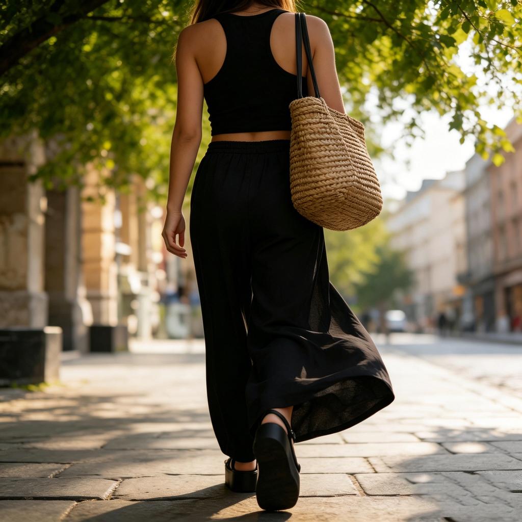Women Casual Wide Leg Pants High Waist Drawstring Loose Fit Floor Length Lounge Trousers Elastic Waistband
