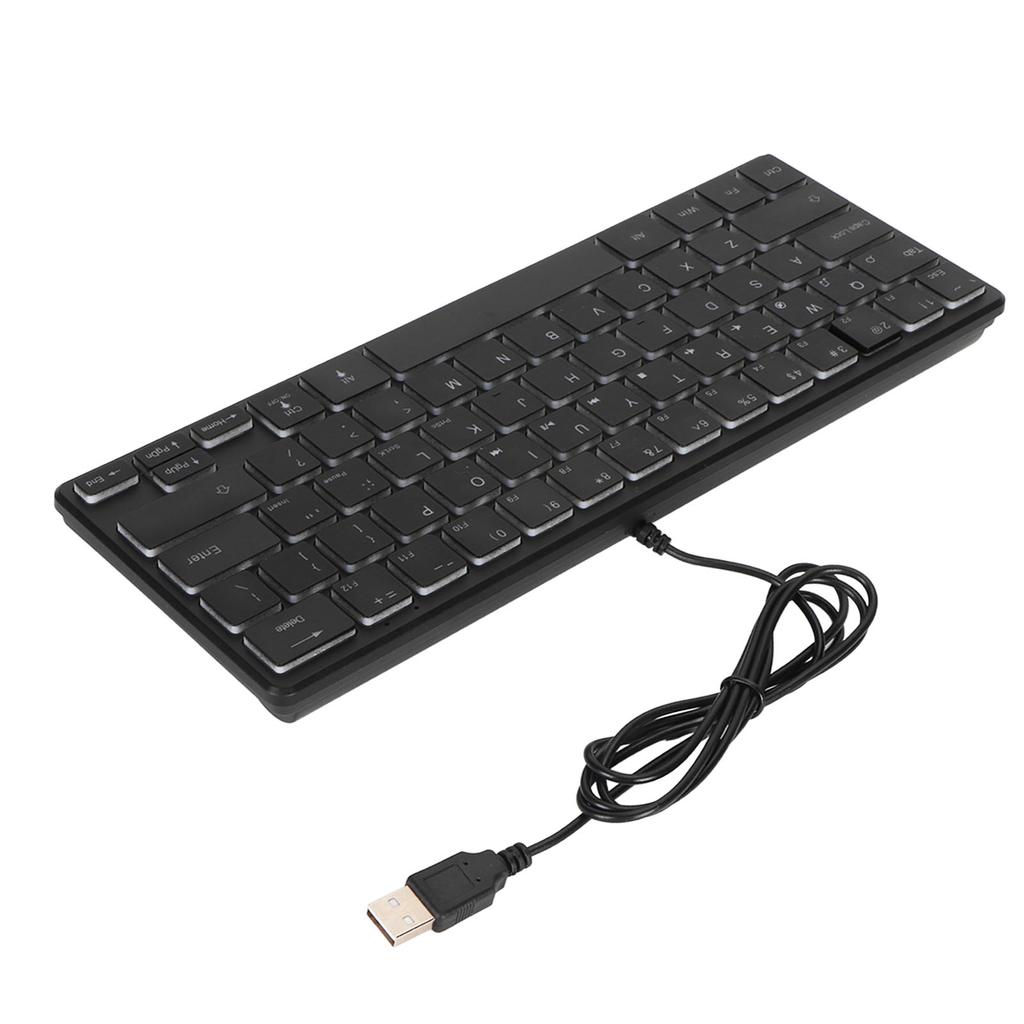 64 Keys RGB Backlit Keyboard USB Wired Gaming Keyboard Portable Mute Compact Small Keyboard for PC Laptop