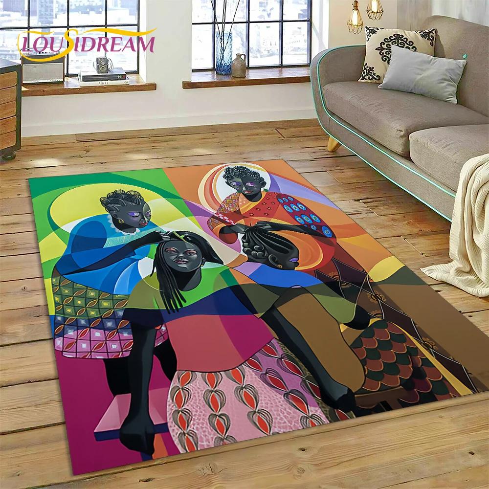 Cartoon Africa Ethiopian Custom Painting Art Carpet Rug for Bedroom Living Room Home Sofa Decoration,kids Large Decor Floor Mat