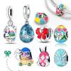 Silver 925 Blue Star Easter Colorful Egg Charms Beads Fit Bracelets for Women Jewelry Party DIY Fine Gifts Accessories