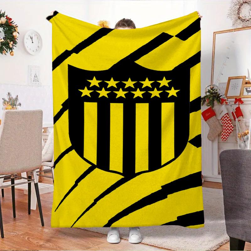 Pe?arol Football Club Emblem Blanket Outdoor Flannel Blanket for Camping, Hiking, Garden Parties, Picnic Essentials,gift for family and friends