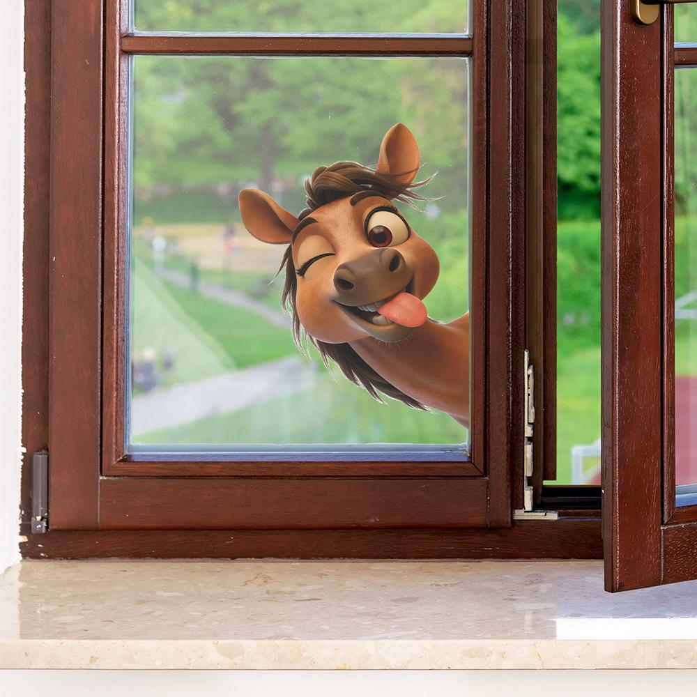 Cartoon Cute Funny Pony Static Cling Window Glass Sticker Home Decor