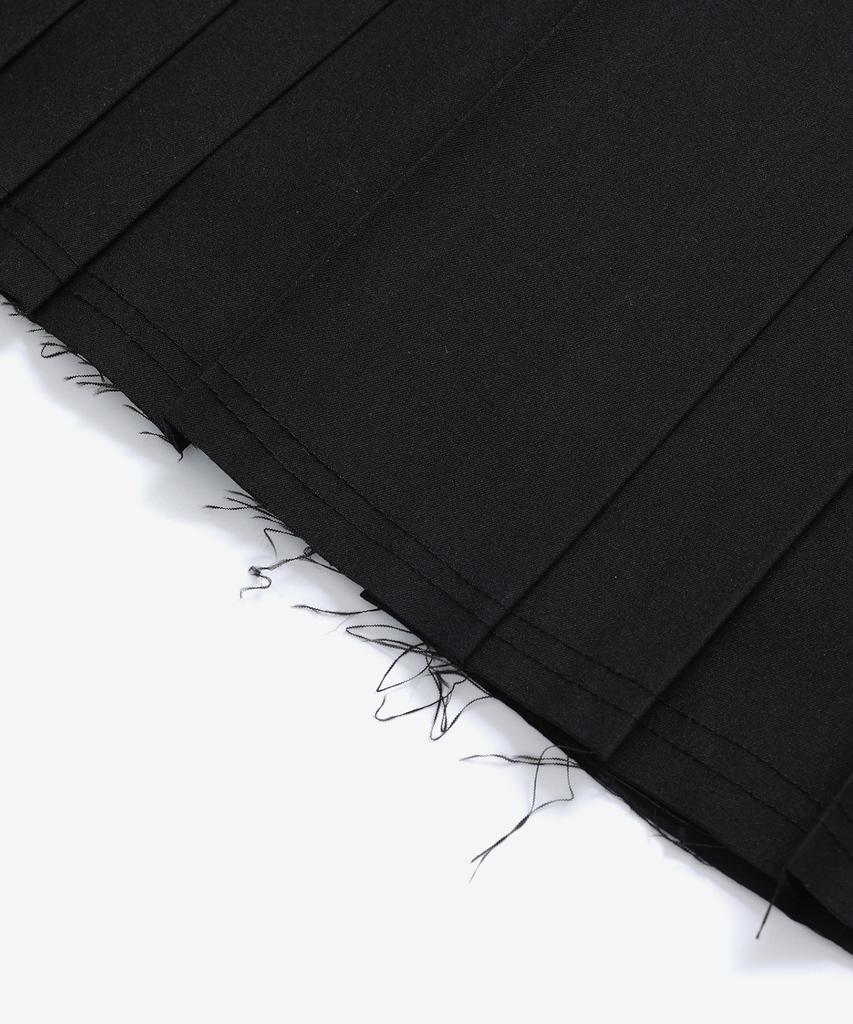 Moseullu Unbalanced Pleats Skirt (Black)